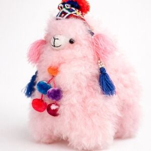 🤍🦙 Natural Fur Baby Pink ALPACA PLUSH Fur Doll 🤍🦙